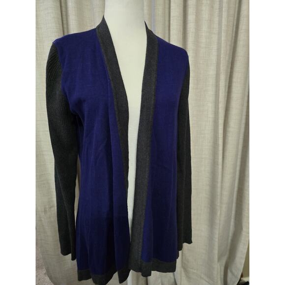 41Hawthorn Women's Large Bluish Purple And Gray Long Open Front Cardigan - Picture 5 of 8